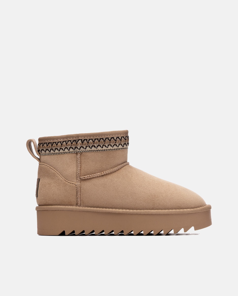 Botines con pelo de mujer australiano - Refresh - Beige Beige-1