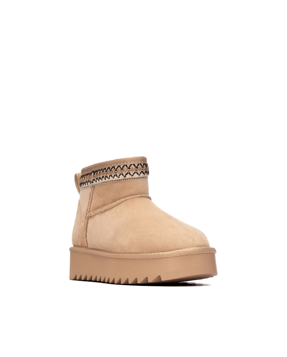 Botines con pelo de mujer australiano - Refresh - Beige Beige-3