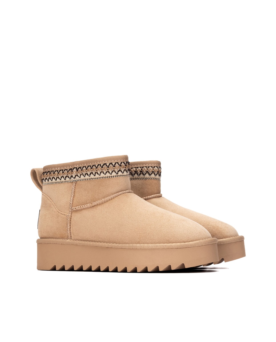 Botines con pelo de mujer australiano - Refresh - Beige Beige-4