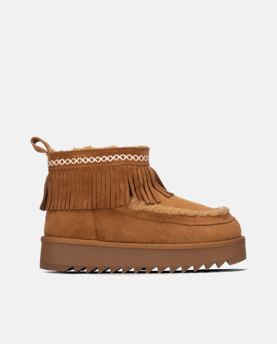 Botines con pelo de mujer australiano - Refresh - Camel Camel-1