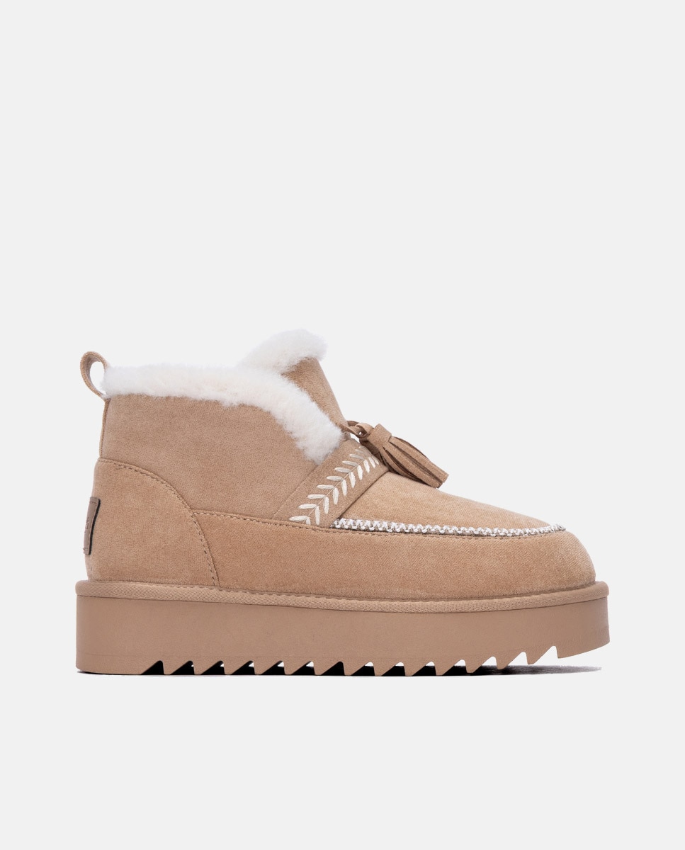 Botines con pelo de mujer australiano - Refresh - Beige Beige-1