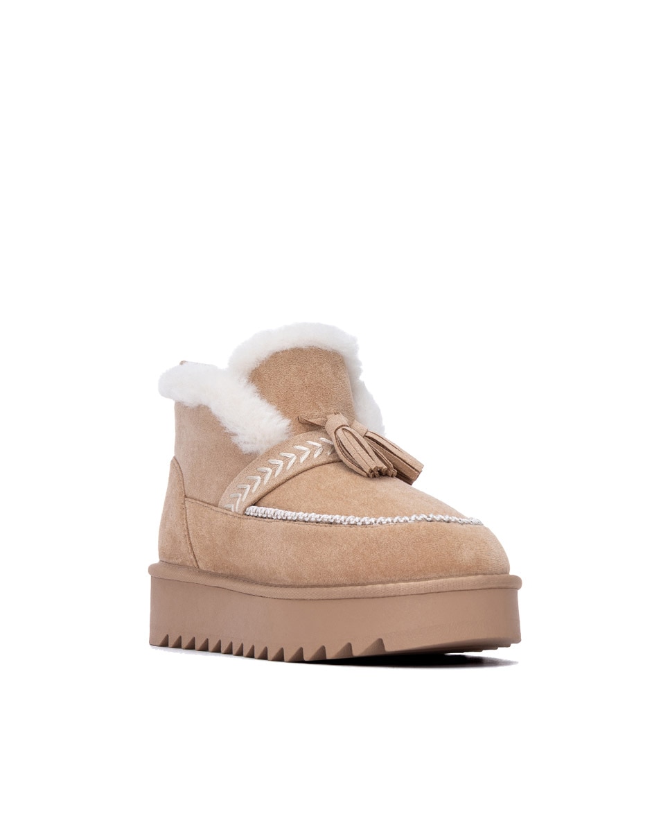 Botines con pelo de mujer australiano - Refresh - Beige Beige-3