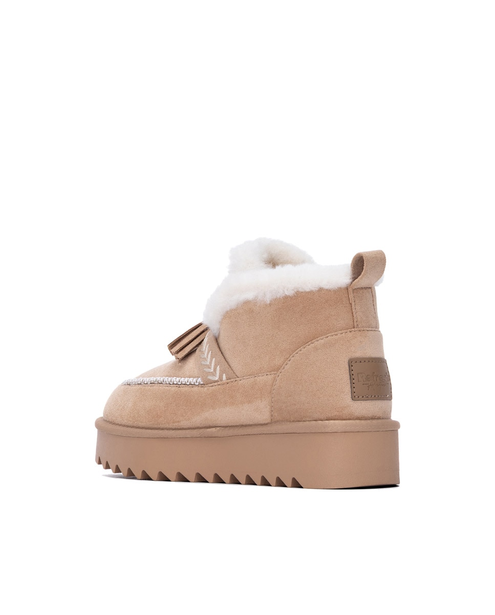 Botines con pelo de mujer australiano - Refresh - Beige Beige-2