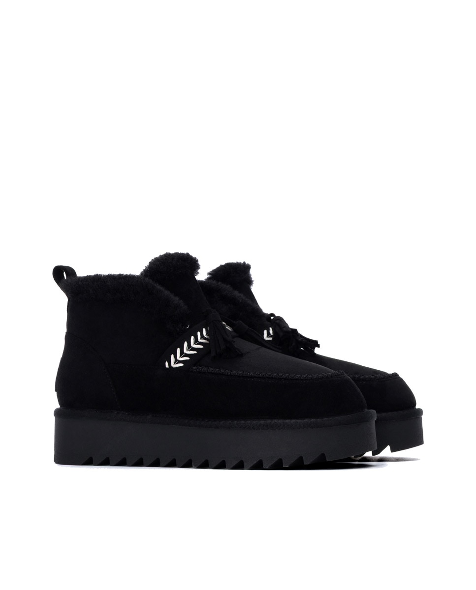Botines con pelo de mujer australiano - Refresh - Negro Negro-4