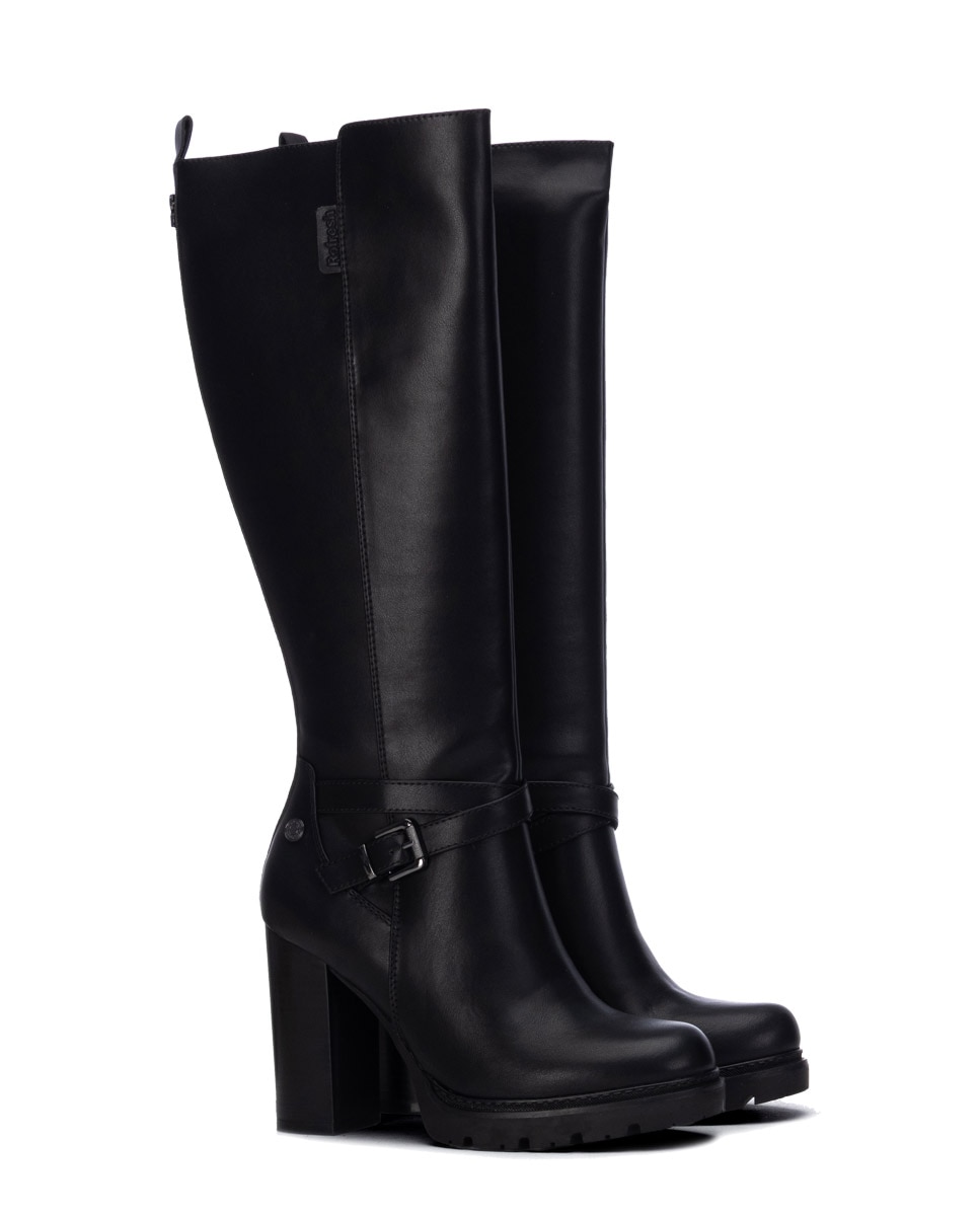Bota de mujer con cremallera - Refresh - Negro Negro-4