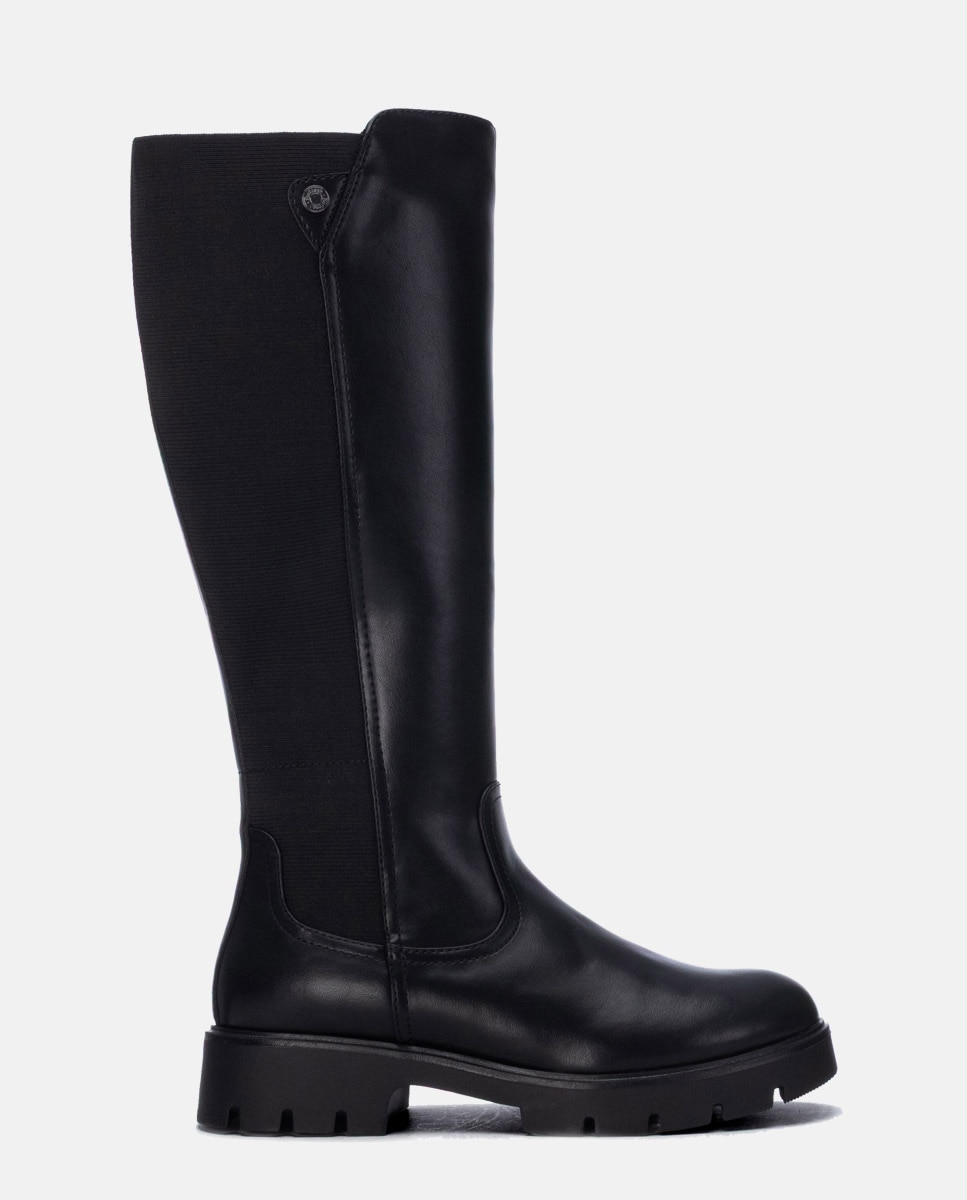 Bota con suela track de mujer con cremallera - Refresh - Negro Negro-1