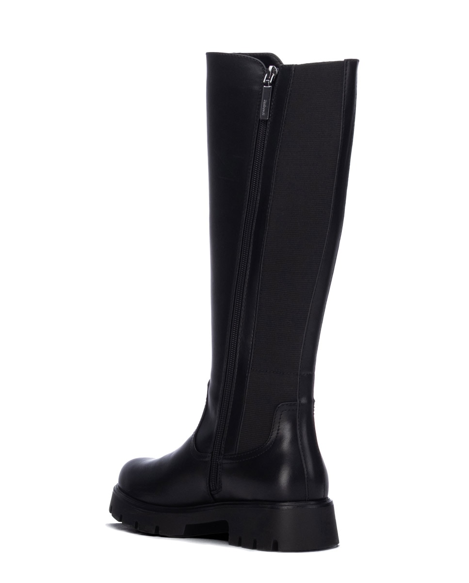 Bota con suela track de mujer con cremallera - Refresh - Negro Negro-4