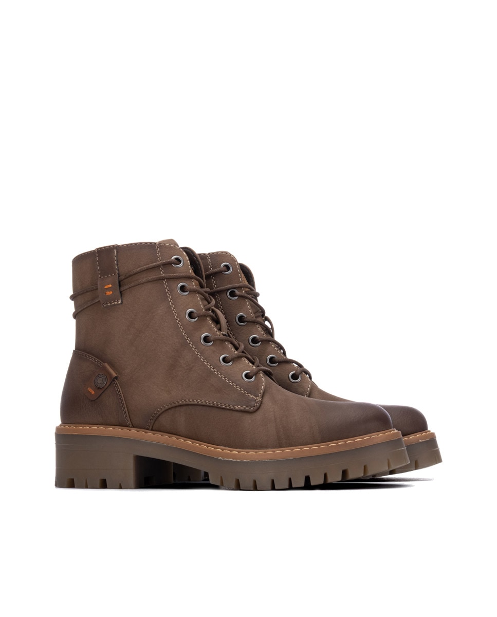 Botines de mujer con cordones - Refresh - Marrón Marrón-4