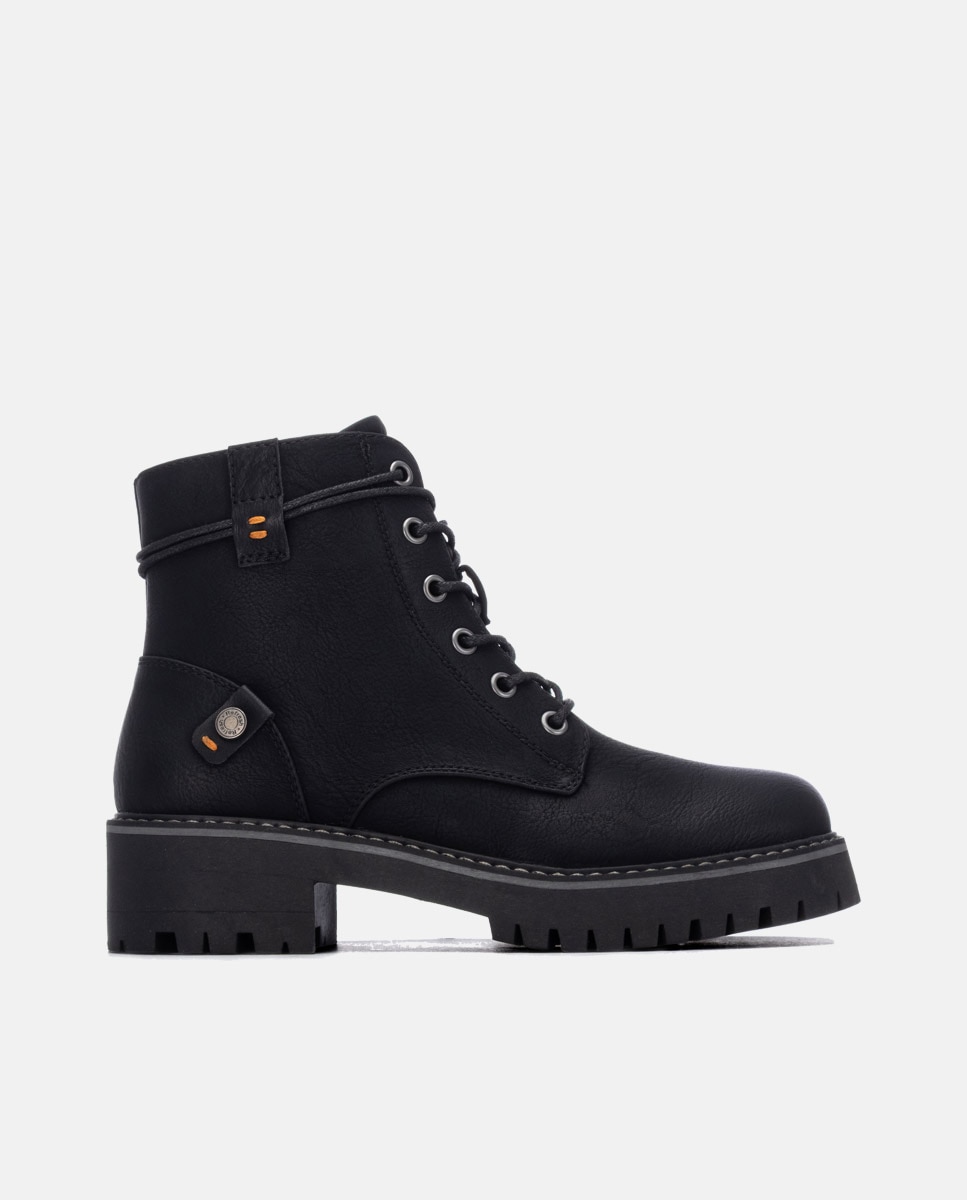 Botines de mujer con cordones - Refresh - Negro Negro-1