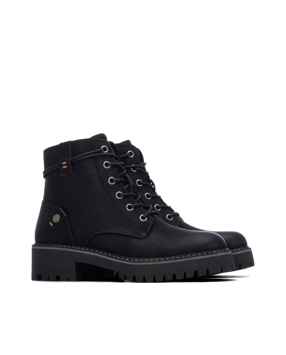 Botines de mujer con cordones - Refresh - Negro Negro-4