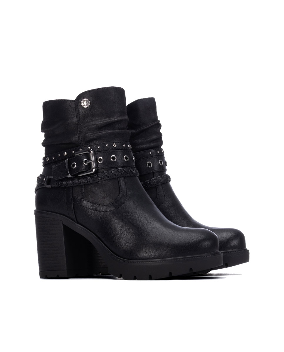 Botines de mujer con cremallera - Refresh - Negro Negro-4