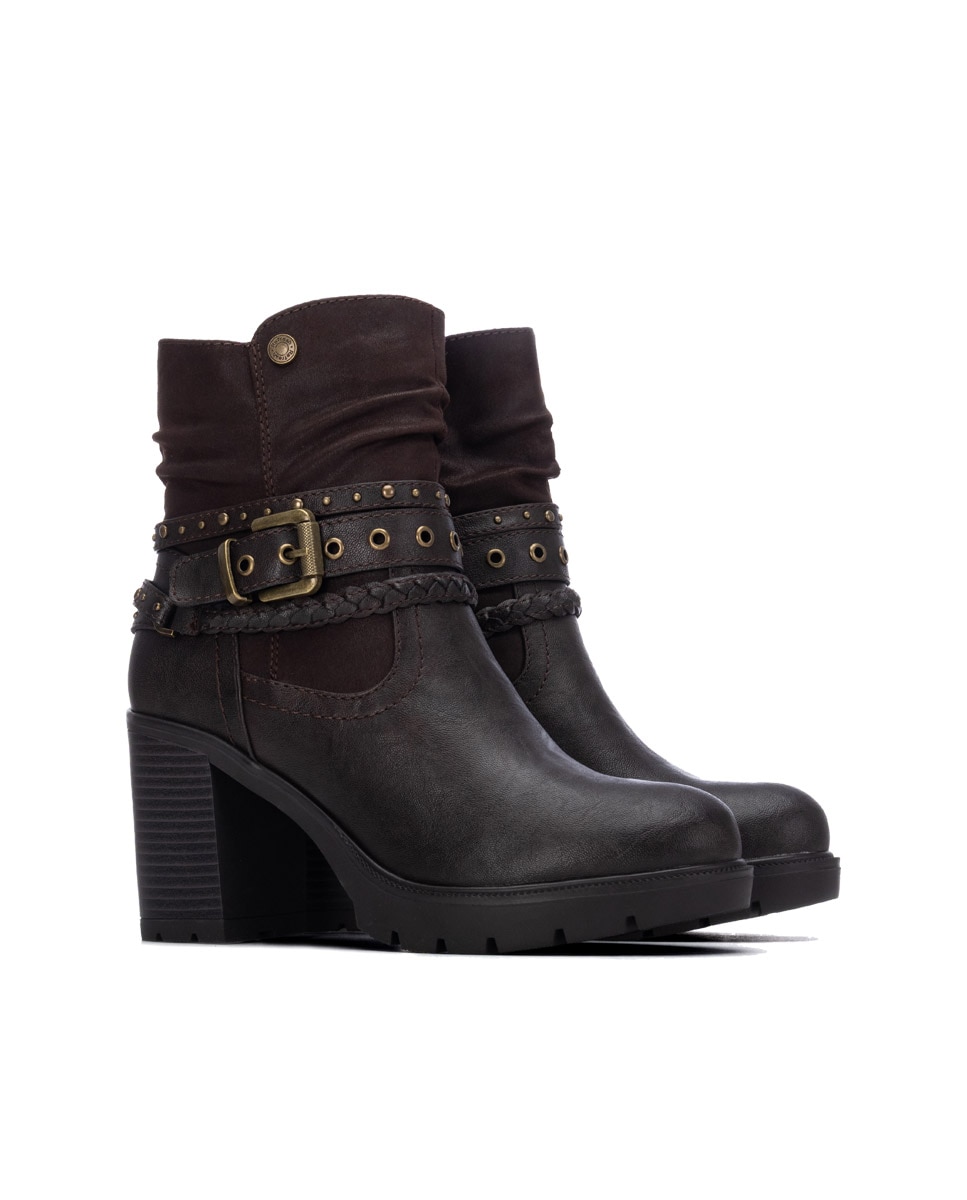 Botines de mujer con cremallera - Refresh - Marrón Marrón-4