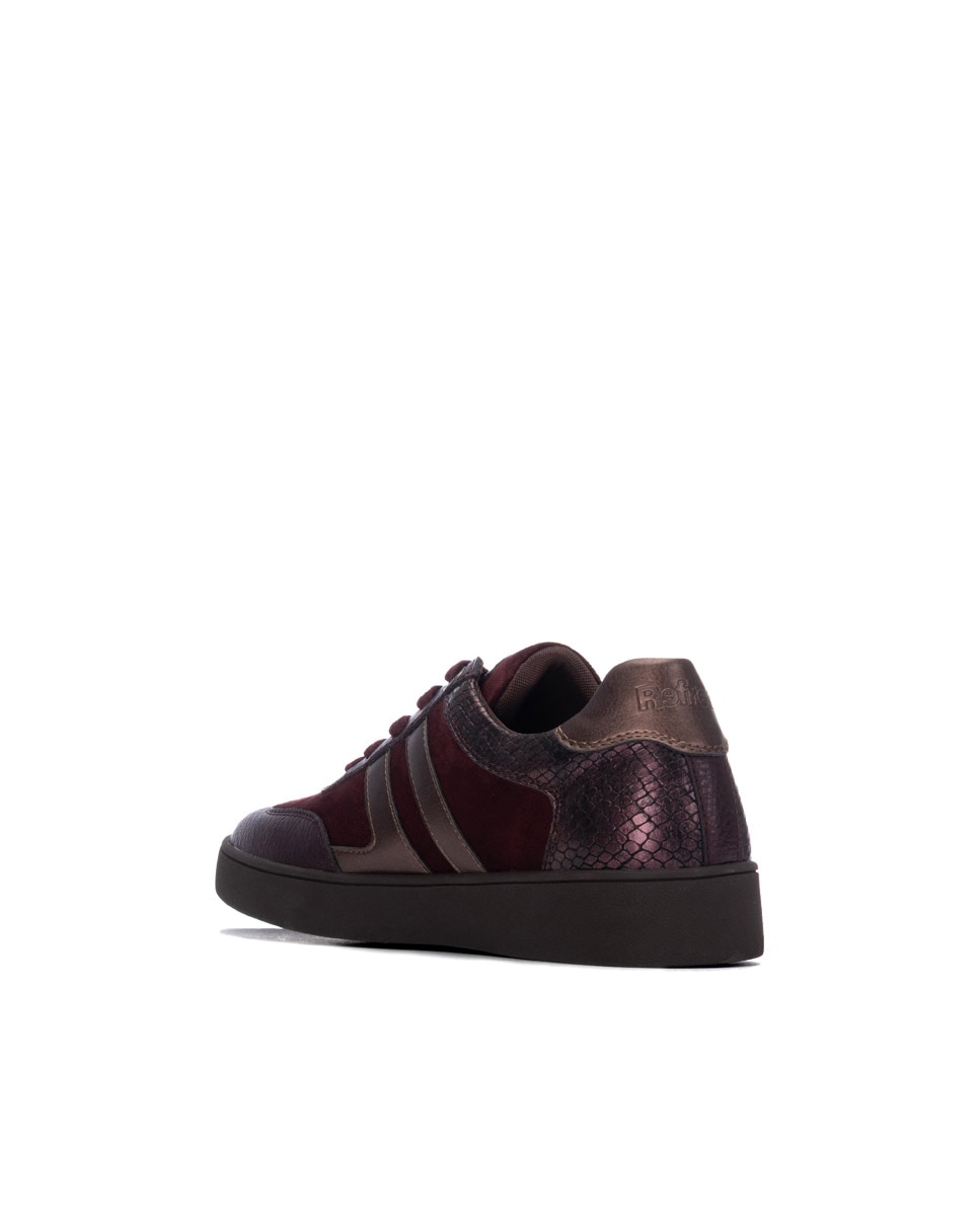Zapatilla de mujer con cordones - Refresh - Burdeos Burdeos-2
