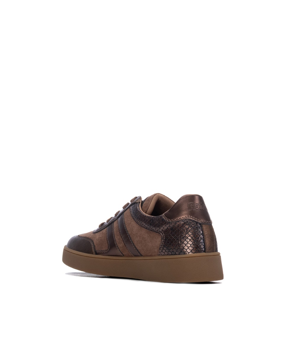 Zapatilla de mujer con cordones - Refresh - Marrón Marrón-2