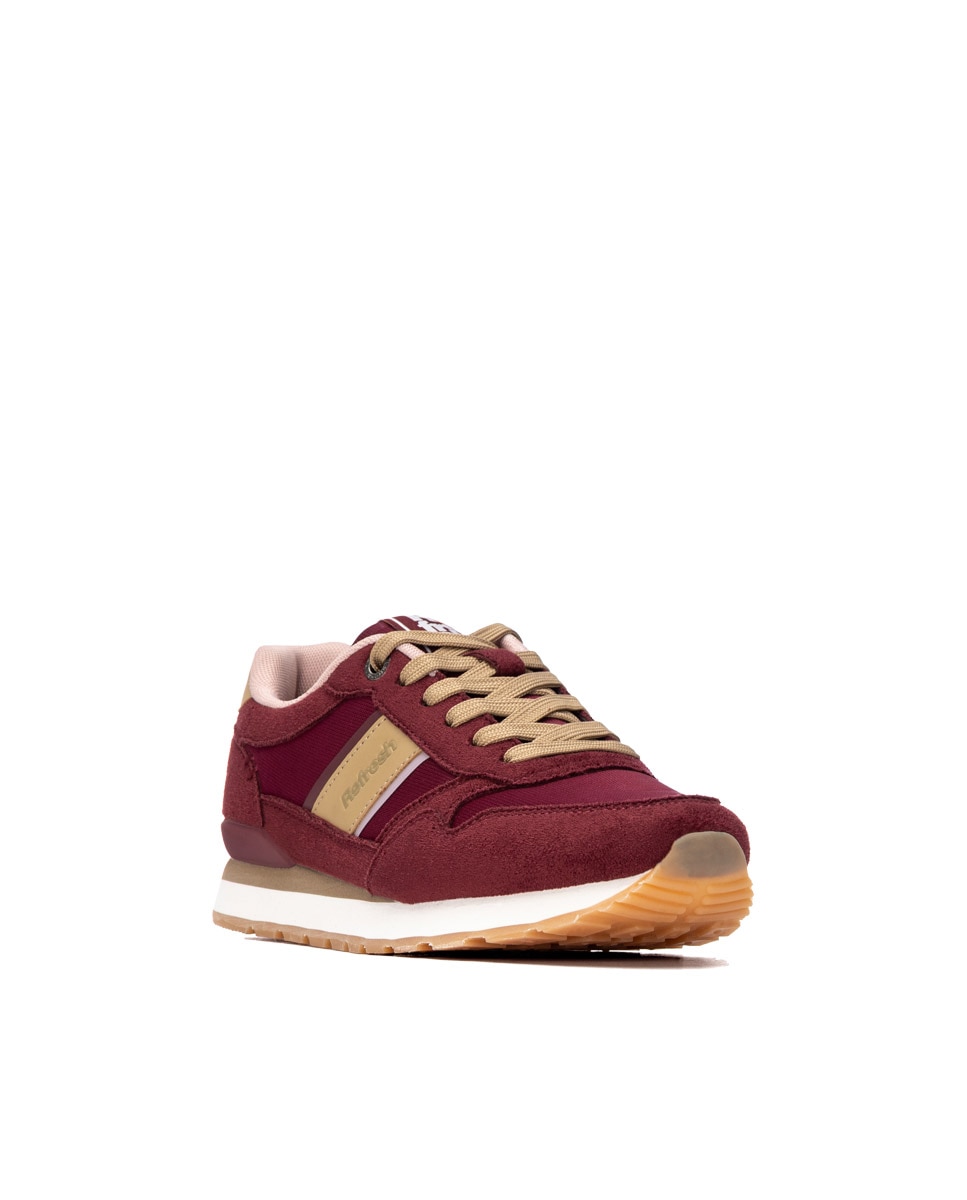 Zapatilla de mujer con cordones - Refresh - Burdeos Burdeos-3