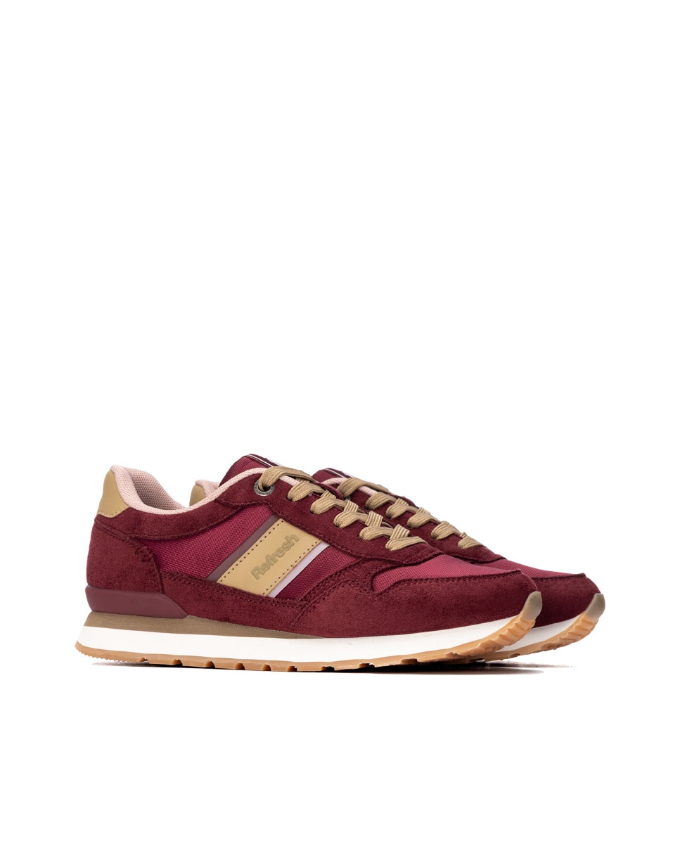 Zapatilla de mujer con cordones - Refresh - Burdeos Burdeos-4