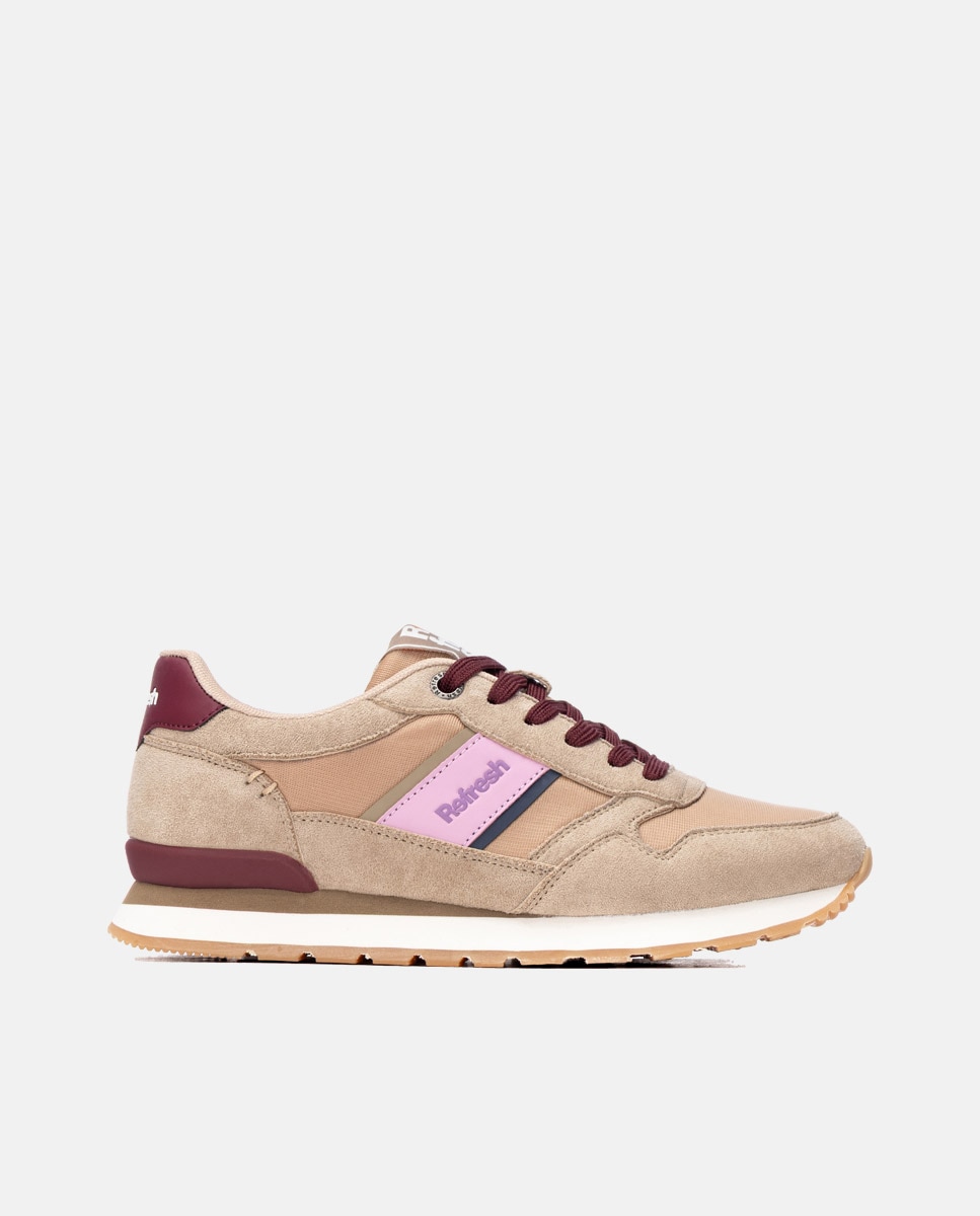 Imagen 0 de Zapatilla de mujer con cordones Beige