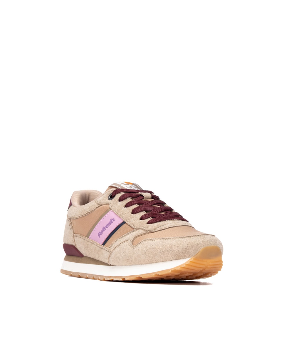 Zapatilla de mujer con cordones - Refresh - Beige Beige-3