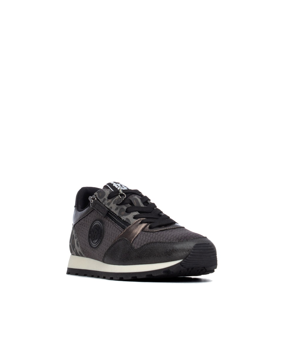 Zapatilla de mujer con cordones - Refresh - Negro Negro-3