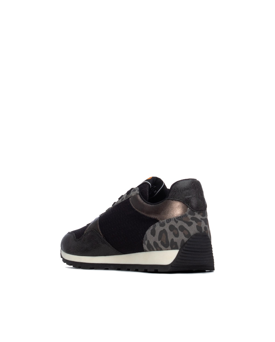 Zapatilla de mujer con cordones - Refresh - Negro Negro-2