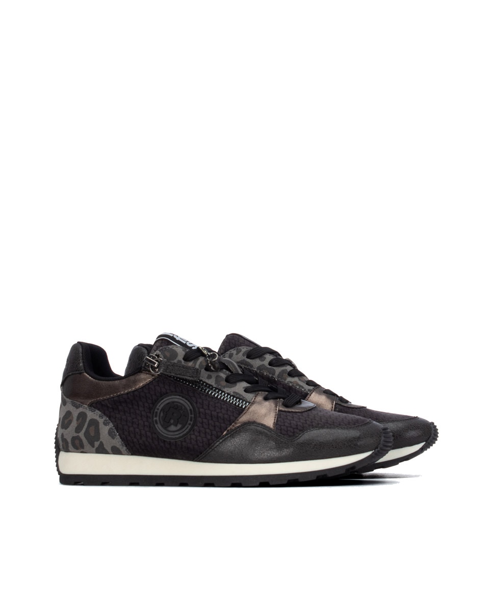 Zapatilla de mujer con cordones - Refresh - Negro Negro-4