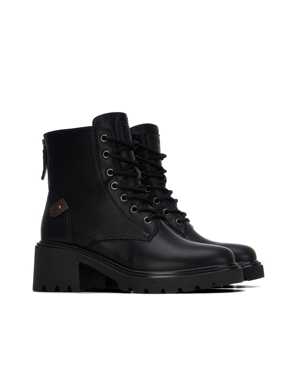 Botín de mujer con cordones - Refresh - Negro Negro-4