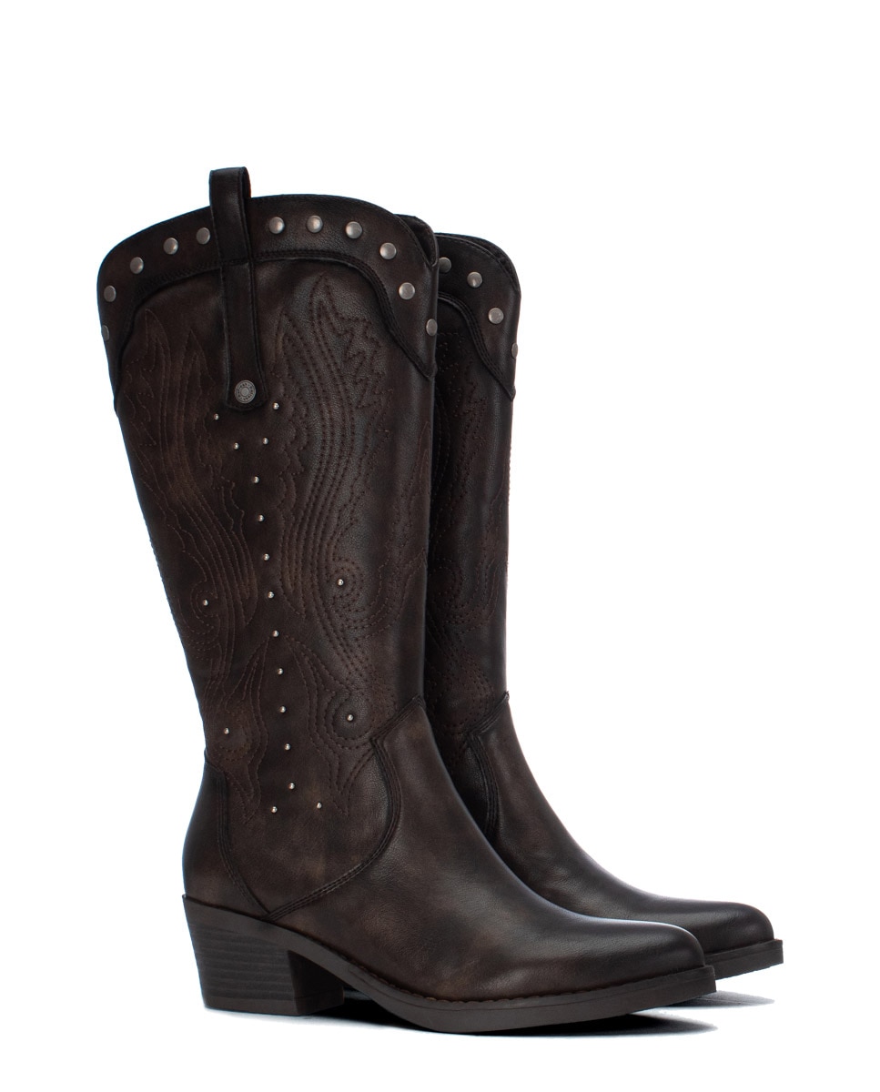 Bota de mujer con cremallera - Refresh - Marrón Marrón-5