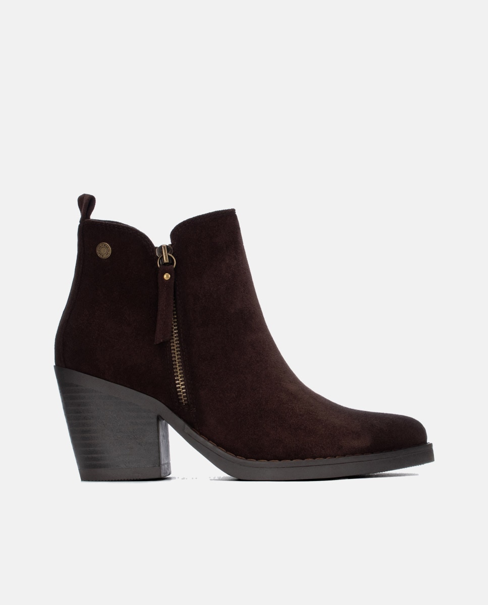 Botines de mujer con cremallera - Refresh - Marrón Marrón-1