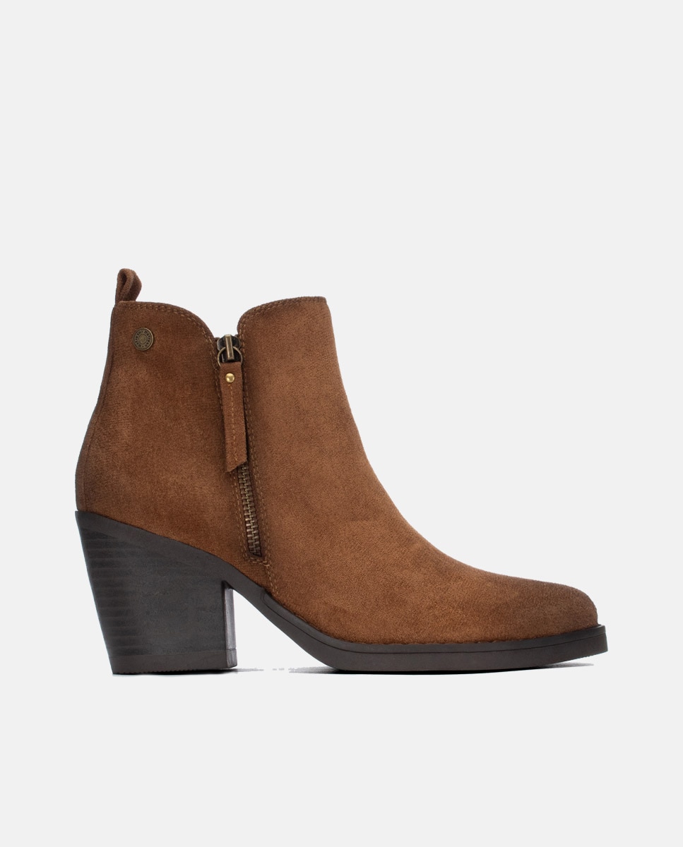Botines de mujer con cremallera - Refresh - Camel Camel-1