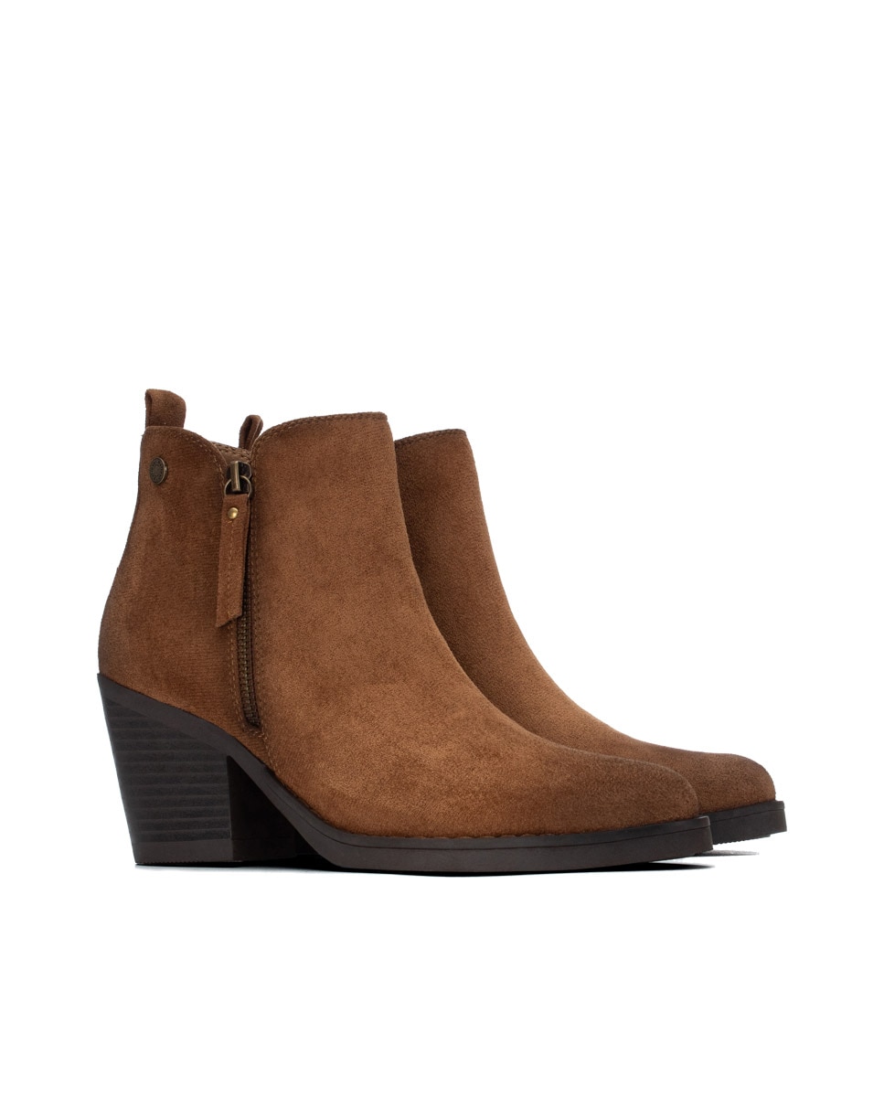 Botines de mujer con cremallera - Refresh - Camel Camel-4