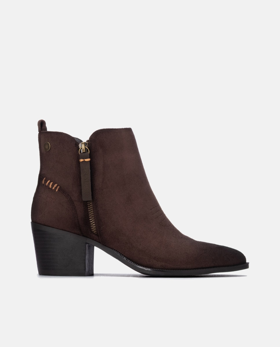 Botines de mujer con cremallera - Refresh - Marrón Marrón-1