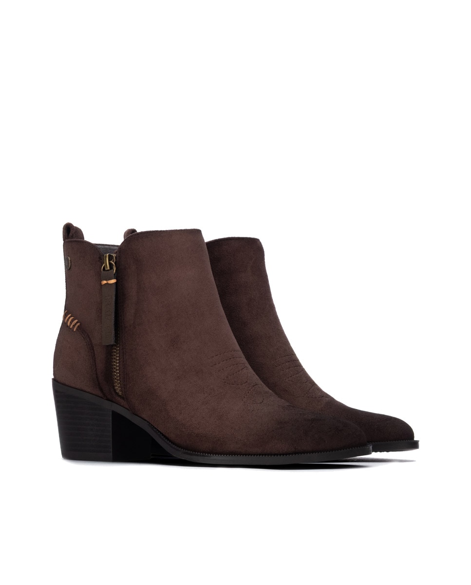 Botines de mujer con cremallera - Refresh - Marrón Marrón-4