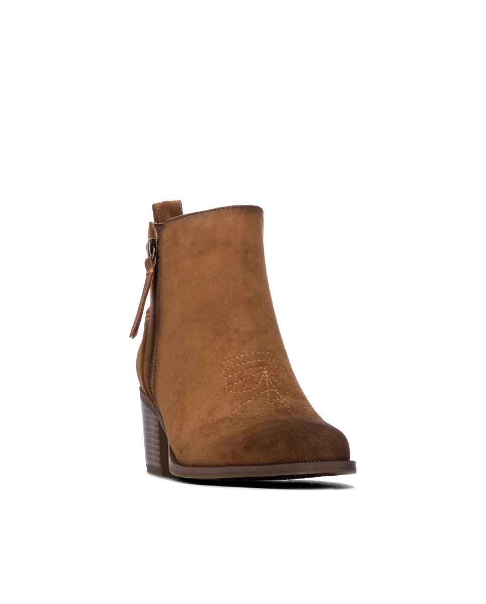 Botines de mujer con cremallera - Refresh - Camel Camel-3