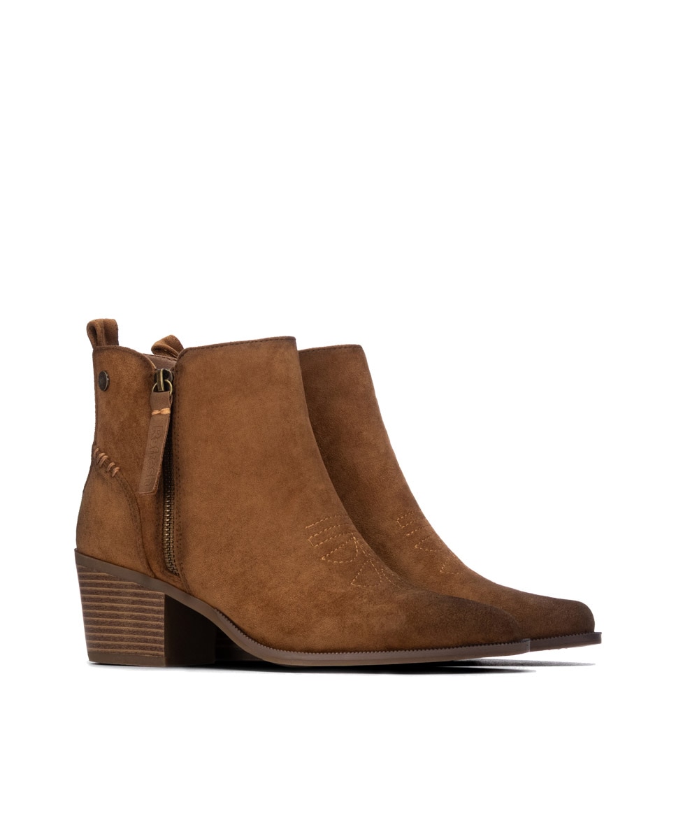 Botines de mujer con cremallera - Refresh - Camel Camel-4