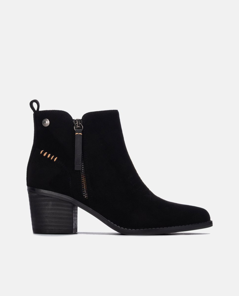 Botines de mujer con cremallera - Refresh - Negro Negro-1