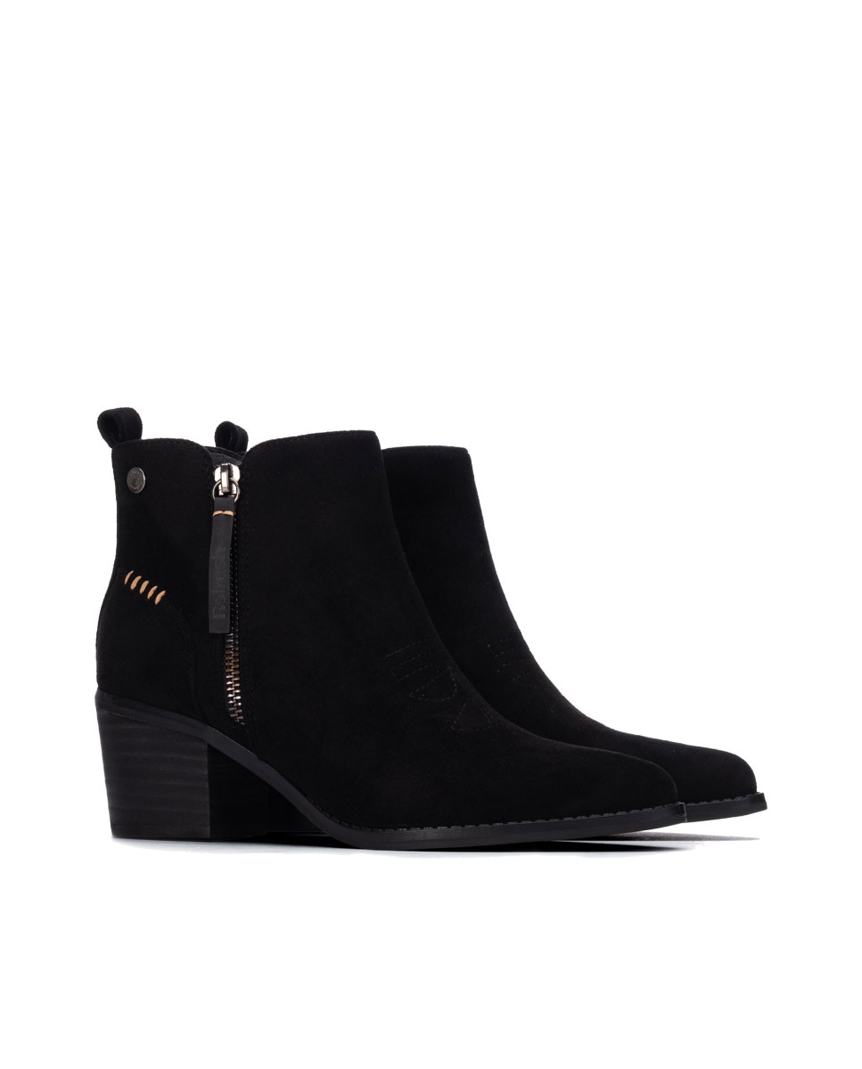 Botines de mujer con cremallera - Refresh - Negro Negro-4