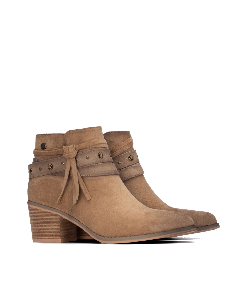 Botín de mujer con cremallera - Refresh - Beige Beige-4