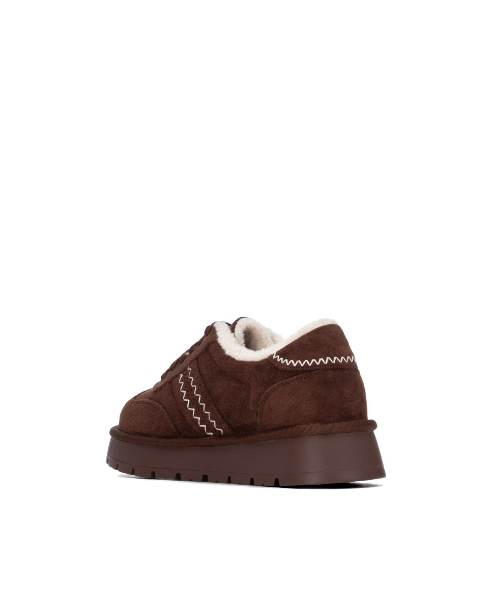 Zapatilla de mujer con cordones - Refresh - Marrón Marrón-2