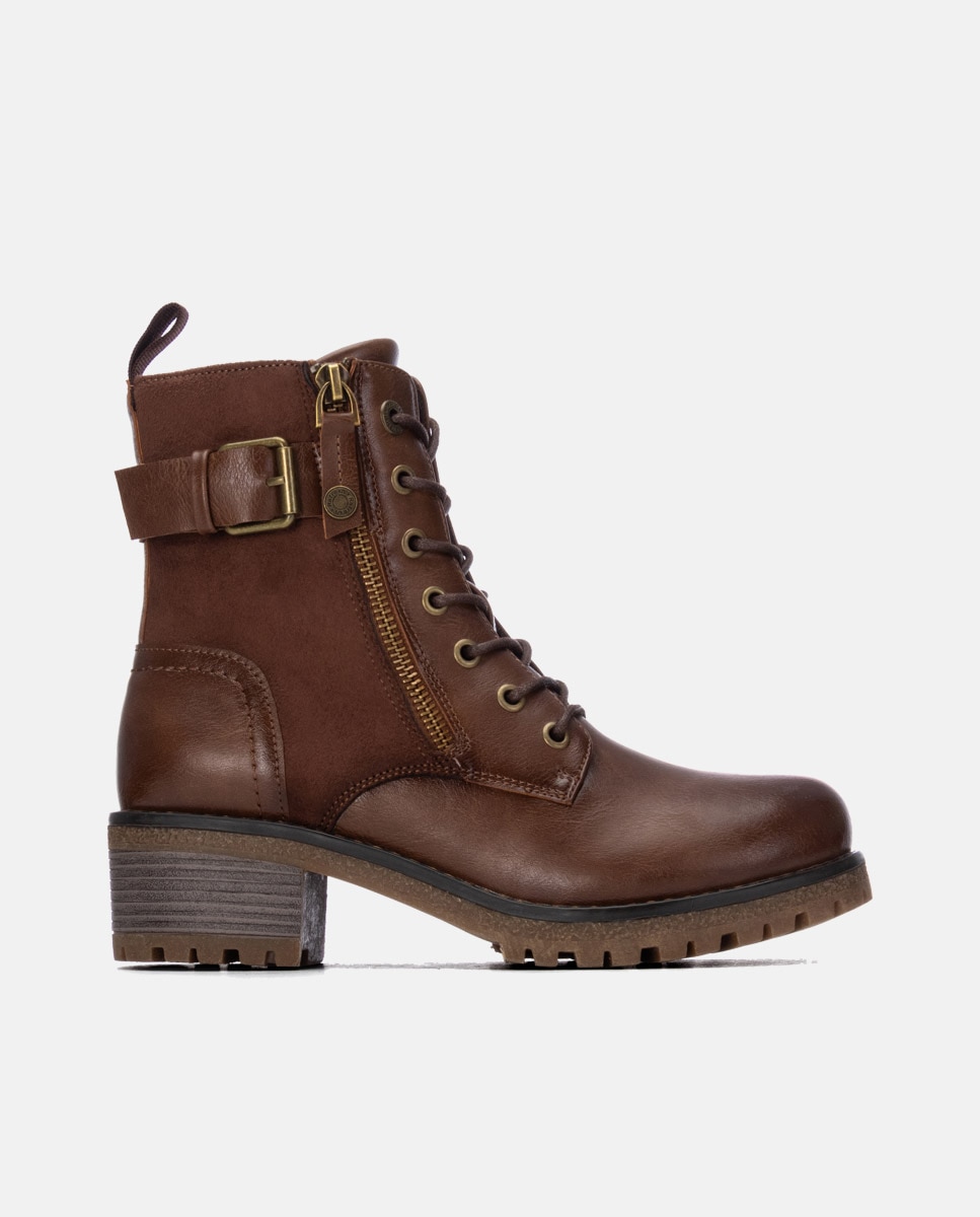 Botín de mujer con cordones - Refresh - Camel Camel-1