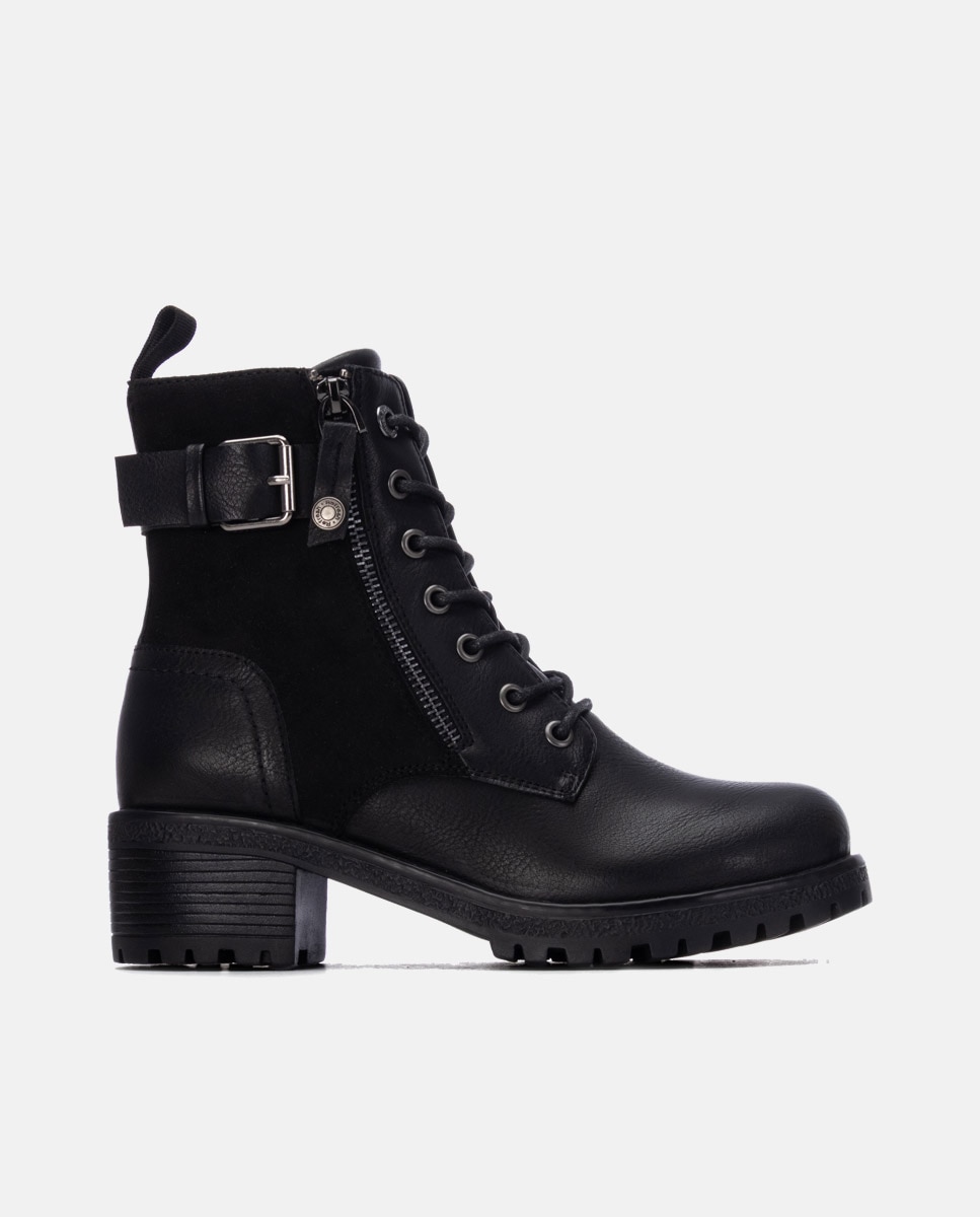 Botín de mujer con cordones - Refresh - Negro Negro-1