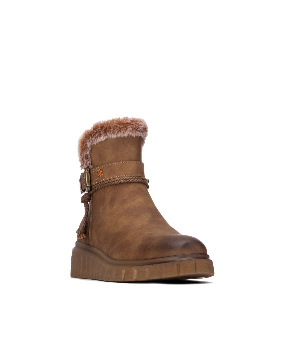 Botines con pelo de mujer con cremallera - Refresh - Camel Camel-3