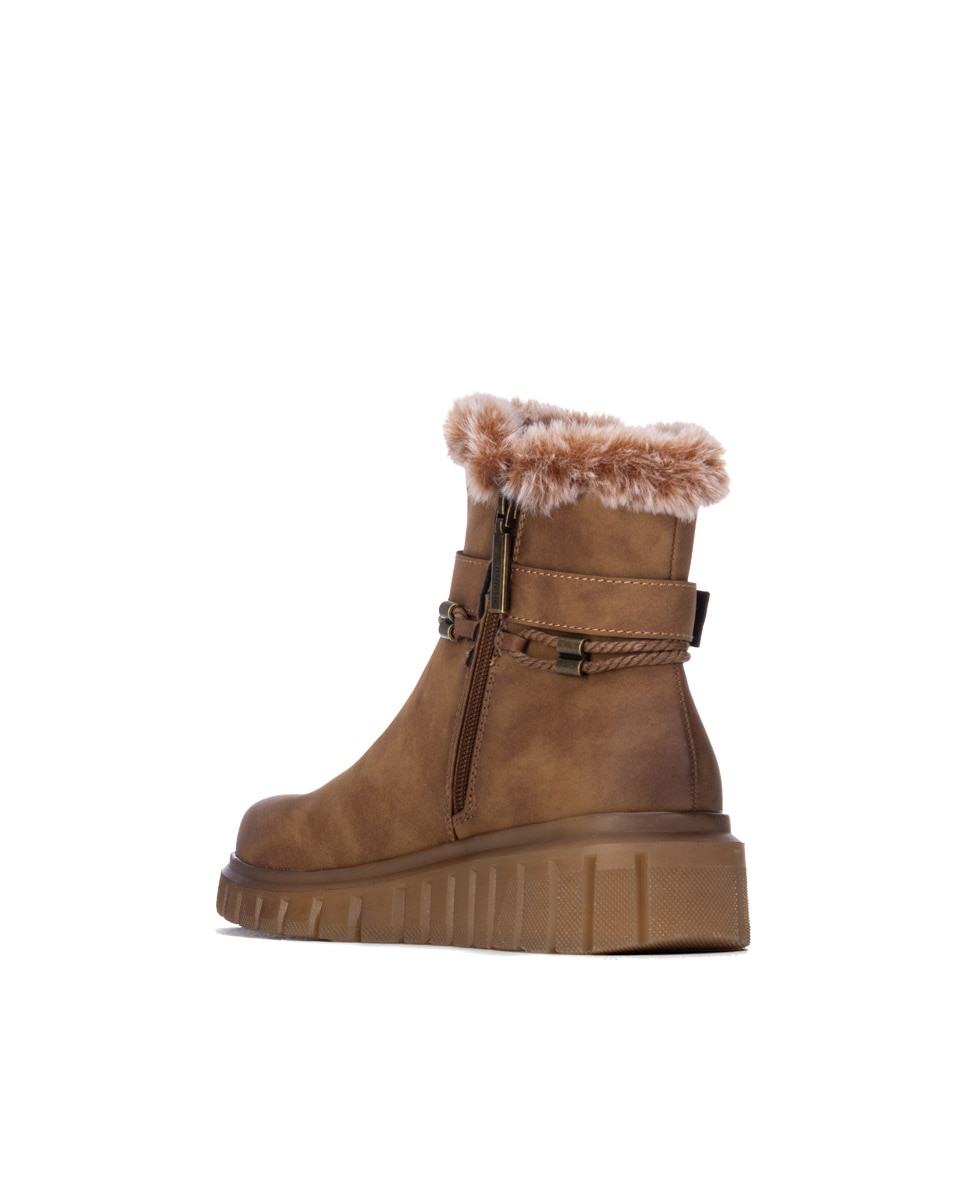 Botines con pelo de mujer con cremallera - Refresh - Camel Camel-2