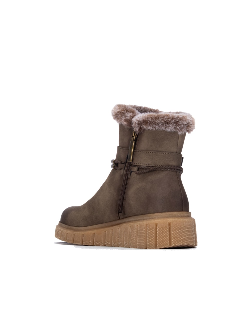 Botines con pelo de mujer con cremallera - Refresh - Marrón Marrón-2