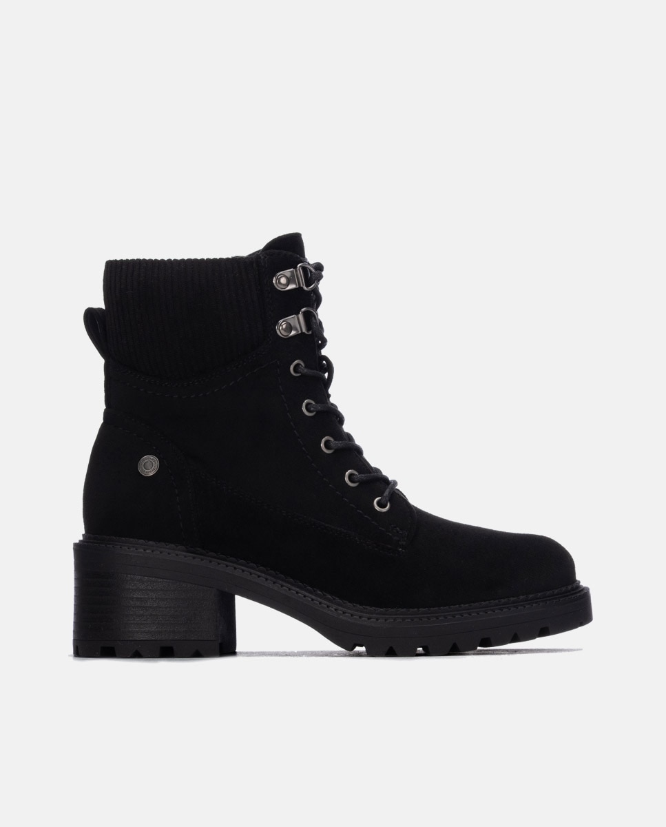 Botín de mujer con cordones - Refresh - Negro Negro-1