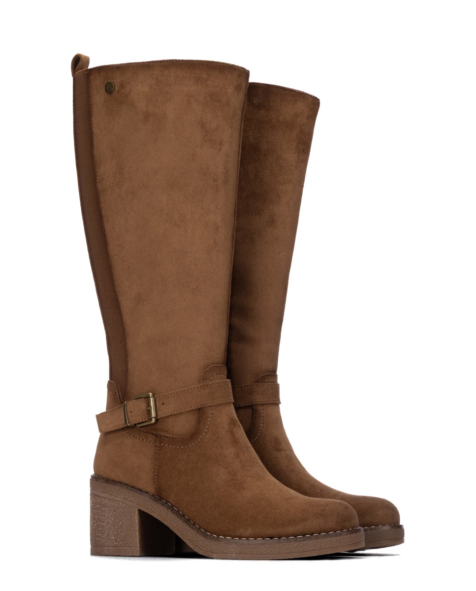 Bota de mujer con hebilla - Refresh - Camel Camel-4