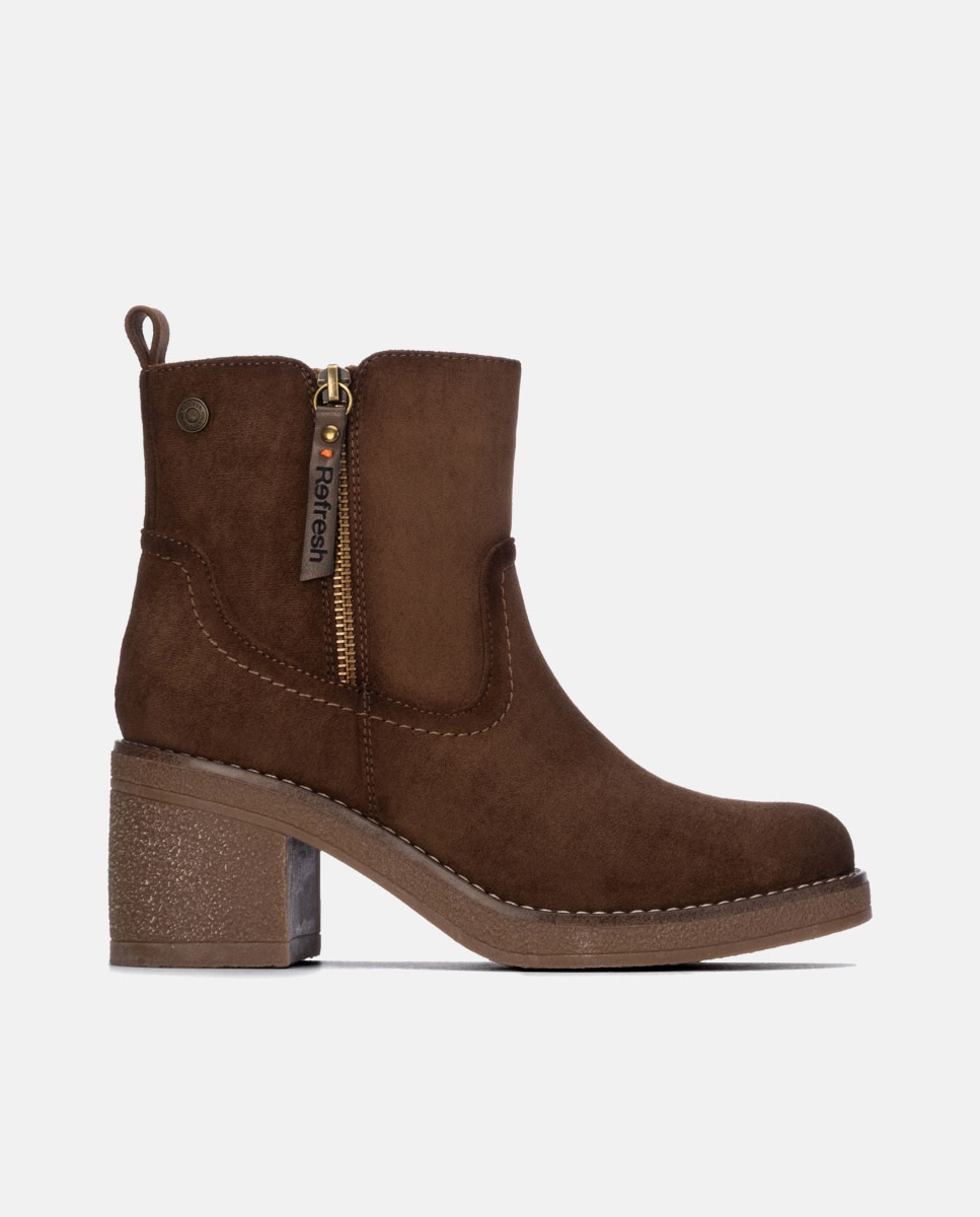 Botines de mujer con cremallera - Refresh - Marrón Marrón-1