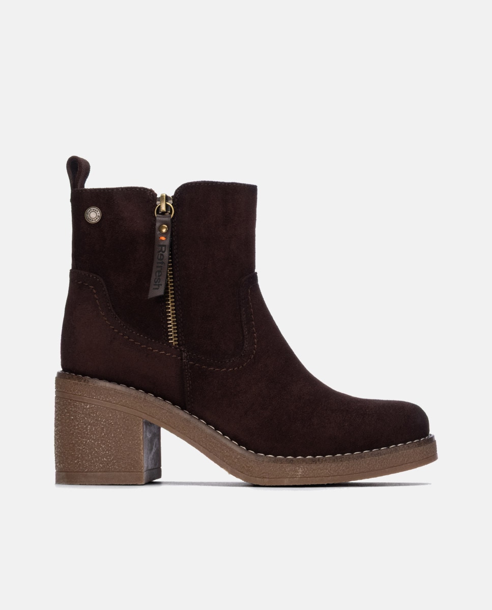 Botines de mujer con cremallera - Refresh - Marrón Marrón-1