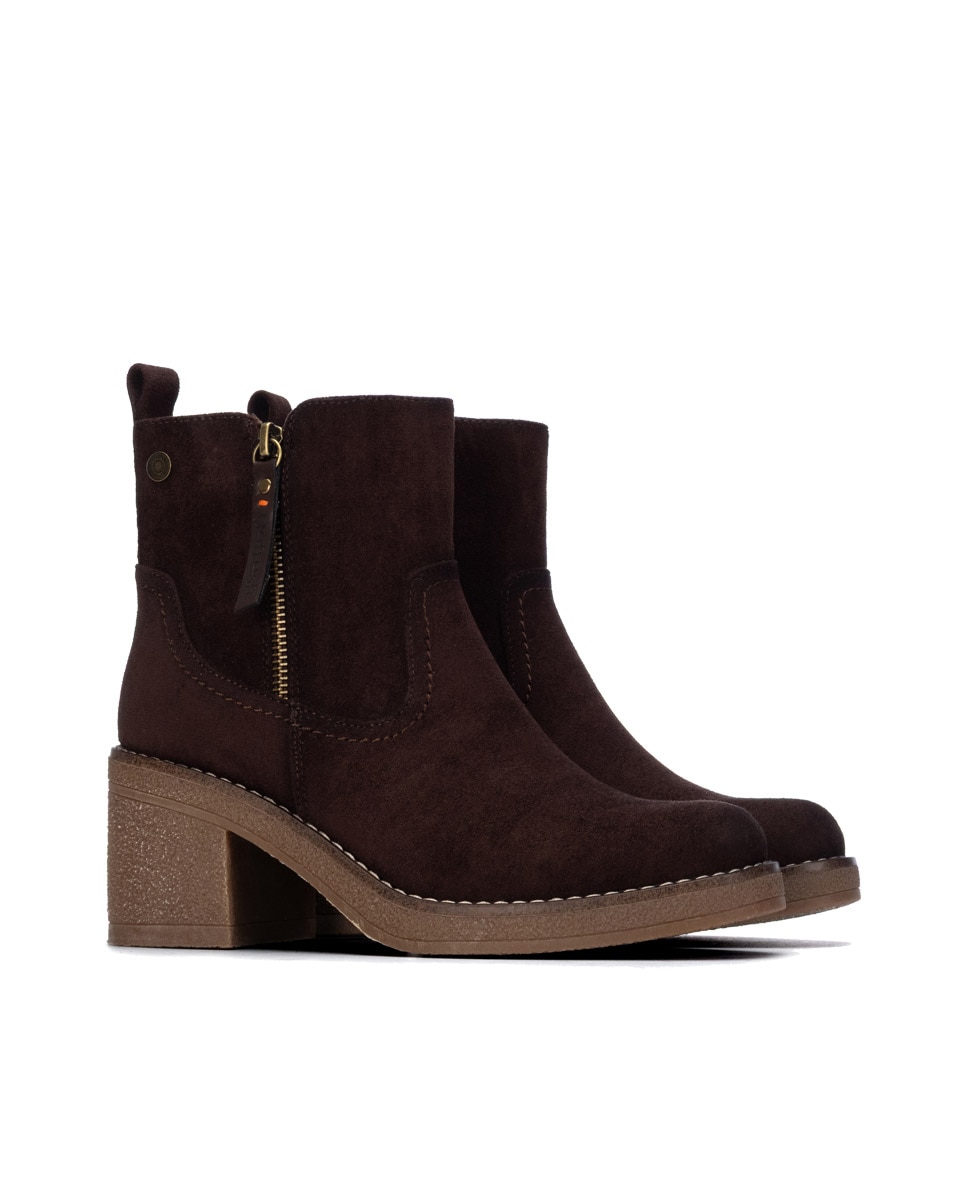 Botines de mujer con cremallera - Refresh - Marrón Marrón-4