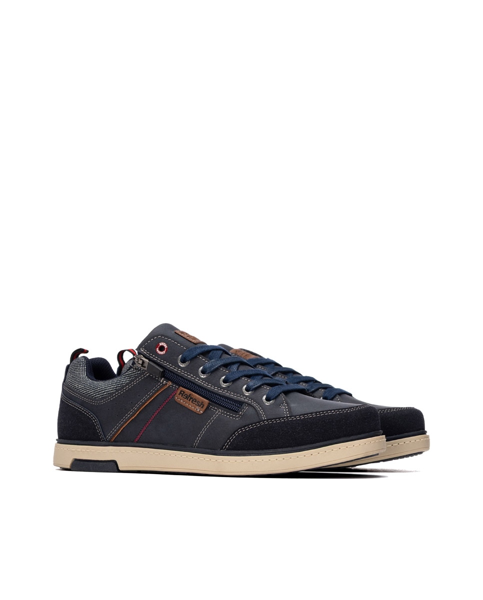 Zapatilla de hombre con cordones - Refresh - Azul Azul-4