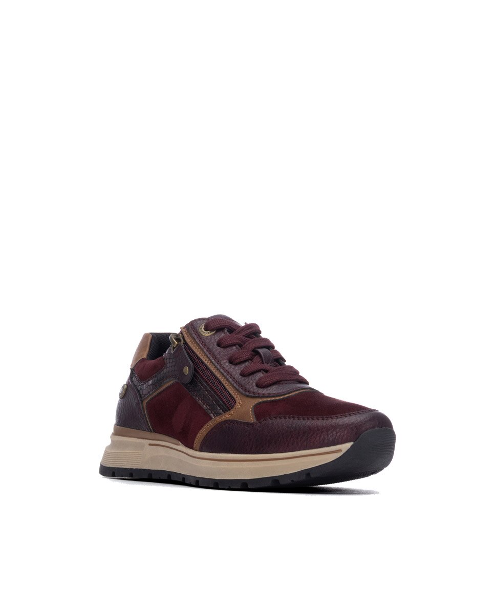 Zapatilla de mujer con cordones - Refresh - Burdeos Burdeos-3